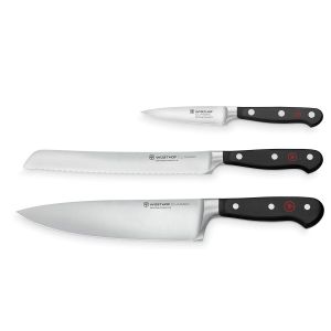 WÜSTHOF Classic, Klingenlänge: 17cm, schwarz, Santoku Kochmesser, mit Kullenschliff, 60-1040131317 _60-1040131317