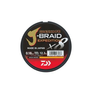 DAIWA J-Braid Expedition X8E, 150m, 0,22mm, 19.5kg / 42,99lbs, orange, Braided Cord, 12550-022