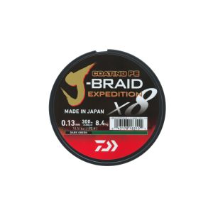 DAIWA J-Braid Expedition X8E, 300m, 0,16mm, 9.8kg / 21,61lbs, green, Braided Cord, 12551-116