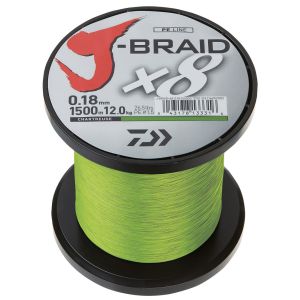 DAIWA J-Braid X8, 3000m, 0,1mm, 6kg / 13,23lbs, chartreuse, Braided Fishing Line, 12750-310