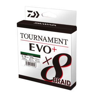 DAIWA Tournament x8 Braid EVO+, 2700m, 0,16mm, 12.2kg / 26,9lbs, green, Braided Fishing Line, 12760-316