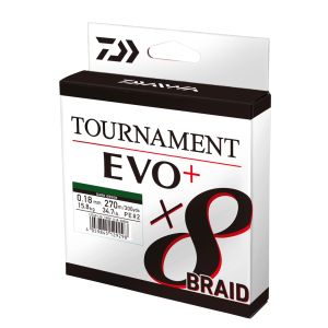 DAIWA Tournament x8 Braid EVO+, 2700m, 0,2mm, 18kg / 39,68lbs, green, Braided Fishing Line, 12760-320