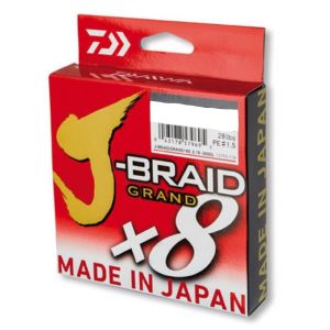 DAIWA J-Braid Grand 8-Braid, 1350m, 0,18mm, 12.5kg / 28lbs, yellow, Braided Fishing Line, 12790-218