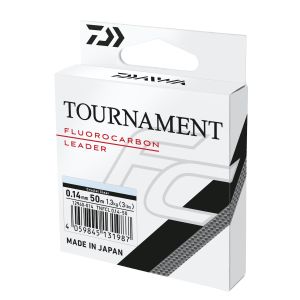 DAIWA Tournament Fluorocarbon Leader, 50m, 0,14mm, 1.3kg / 2,87lbs, transparent, Fishing Line Leader, 12940-014